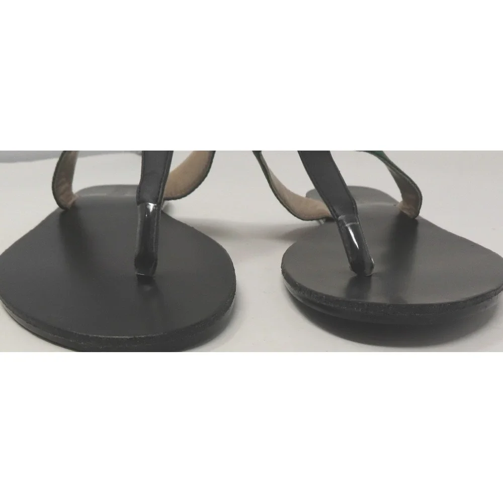 Gucci Double G Web Thong Sandals Black Mens 42 Flip Flops Gold Logo Italy - Picture 7 of 16